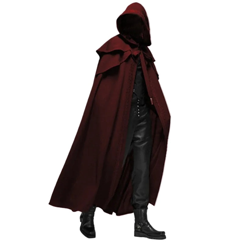 Cosplay Medieval Men Costumes Knight Pirate Prince Gothic Retro Hooded Cloak Capes Long Robes Jackets Coat Carnival Halloween