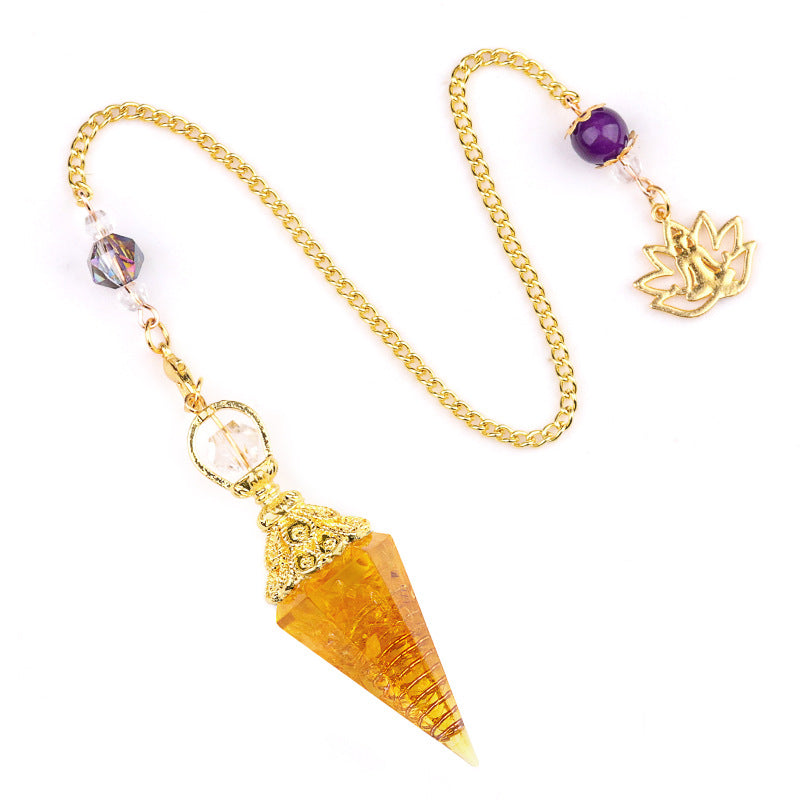 Rainbow Chakra Gold Hexagonal Swinging Pendant