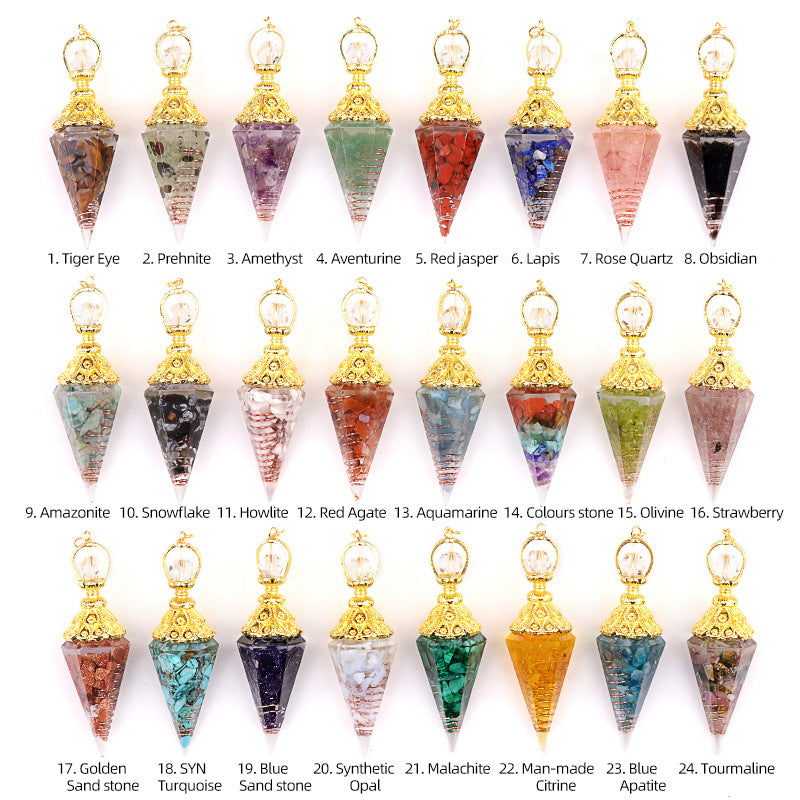 Rainbow Chakra Gold Hexagonal Swinging Pendant