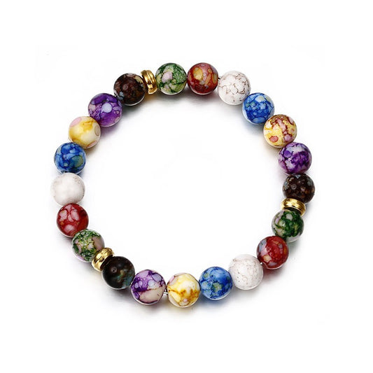 Handcrafted Crystal Chakra Bracelet Decorated with Seven Chakra Crystals