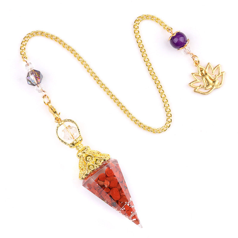 Rainbow Chakra Gold Hexagonal Swinging Pendant