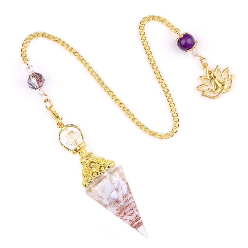 Rainbow Chakra Gold Hexagonal Swinging Pendant