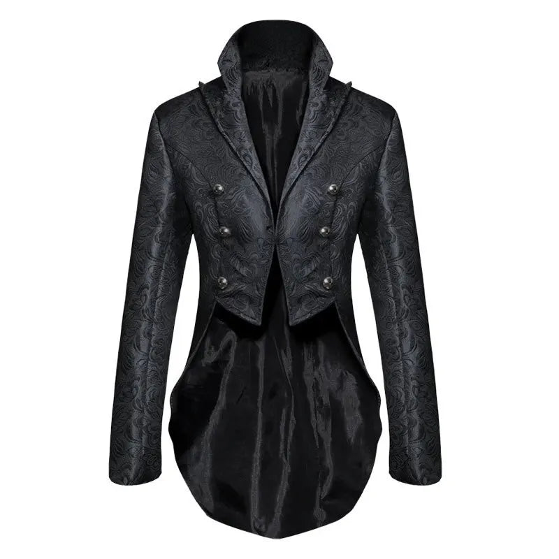 Medieval Gothic Jacquard Tailcoat Halloween Stage Show Costumes For Men Irregular Hem Steampunk Victorian Tailcoat Jacket