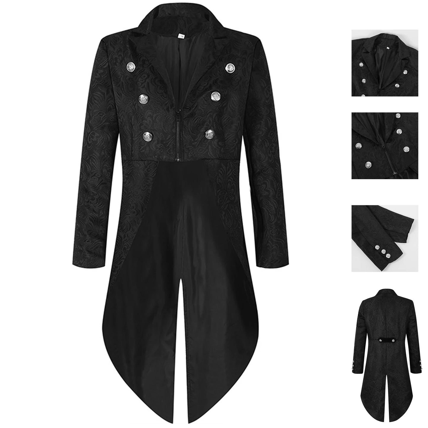 Men's Steampunk Vintage Tailcoat Jacket Gothic Victorian Frock Coat Uniform Halloween Costume