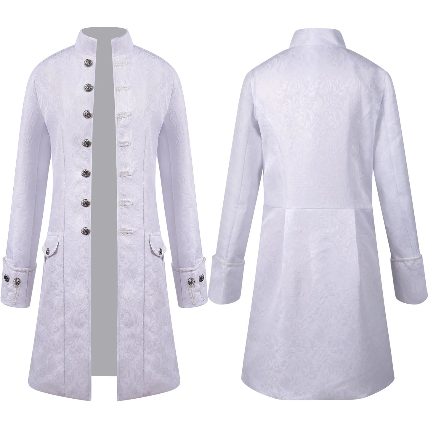Plus Size Men Gothic Steampunk Medieval Costume Victorian Renaissance Jacquard Stand Collar Larp Halloween Cosplay Jacket Coat