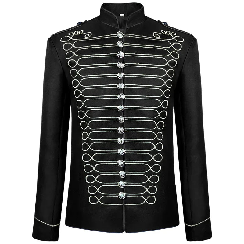 2025 New Black-gold/Silver Halloween Blazer Jacket for Men and Women,medieval Court Dress, Vintage Gothic Steam Drummer Costume