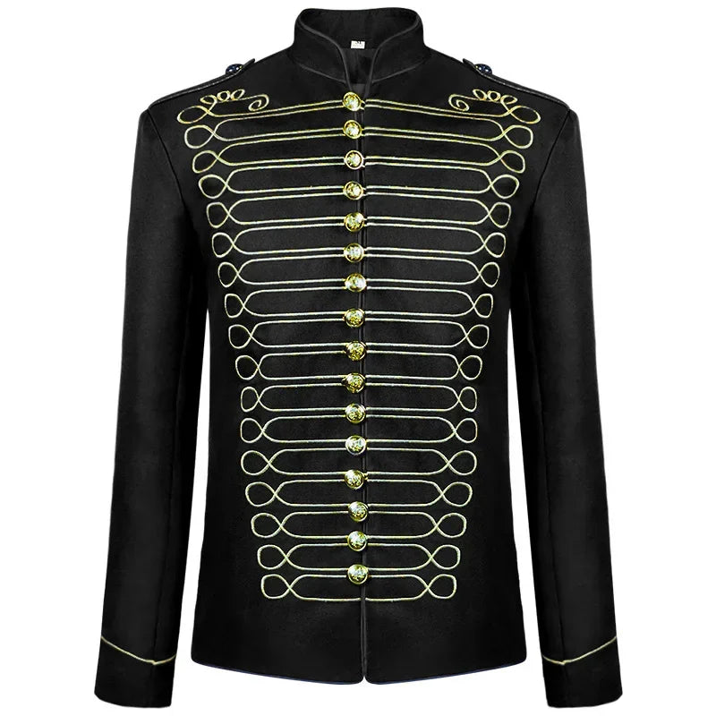 2025 New Black-gold/Silver Halloween Blazer Jacket for Men and Women,medieval Court Dress, Vintage Gothic Steam Drummer Costume
