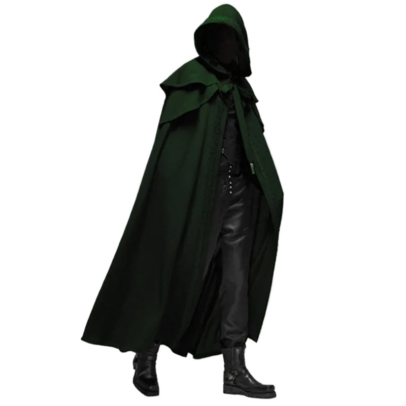 Cosplay Medieval Men Costumes Knight Pirate Prince Gothic Retro Hooded Cloak Capes Long Robes Jackets Coat Carnival Halloween